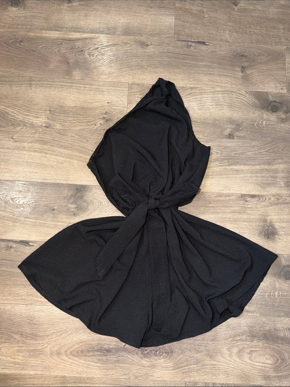 Classic Black One-Shoulder Romper - Picture 4 of 7